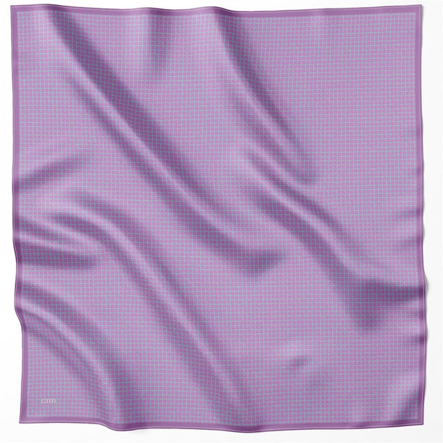 Mor Geometrik Desen %100 Twill İpek Eşarp 4203 - 34