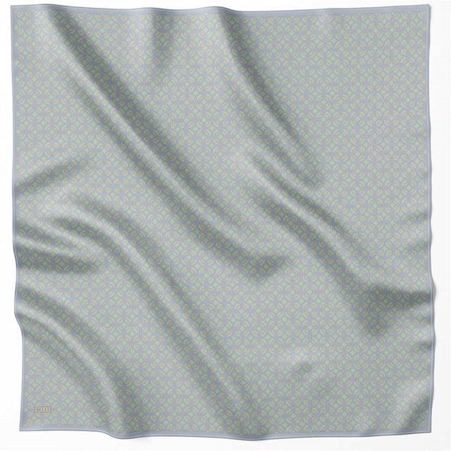Mint Geometrik Desen %100 Twill İpek Eşarp 4215 - 63