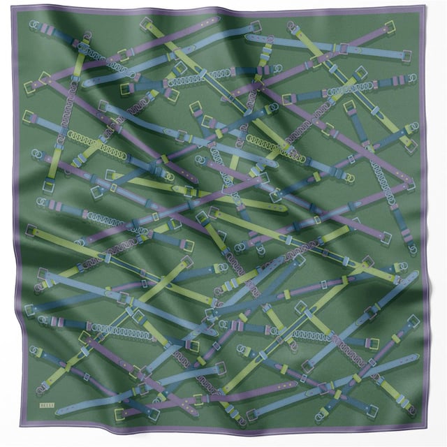 Zümrüt Kemer Desen %100 Twill İpek Eşarp 4200 - 80