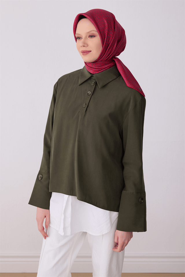 Kırmızı Klasik Desen %100 Twill İpek Eşarp 4317 - 80