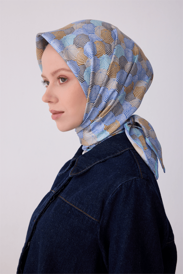 Kırmızı Obje Desen %100 Twill İpek Eşarp 4313 - 02
