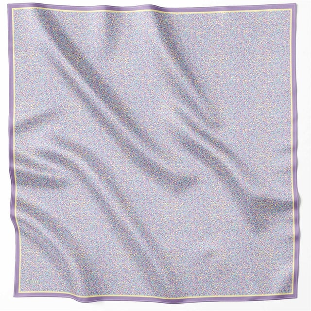 Lila Leopar Desen %100 Twill İpek Eşarp 4208 - 86