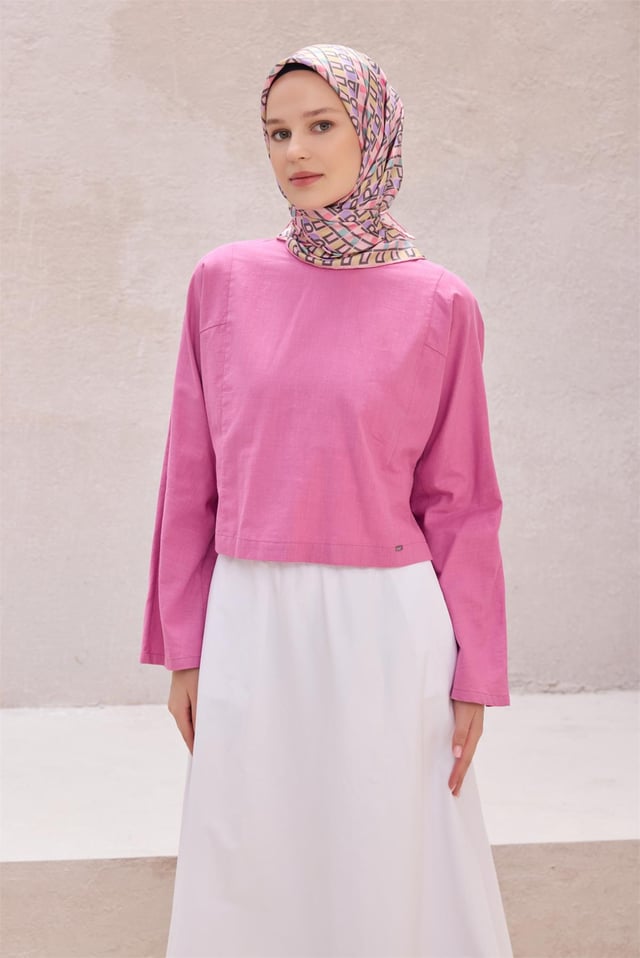 Pudra Logo Desen %100 Twill İpek Eşarp 4223 - 81
