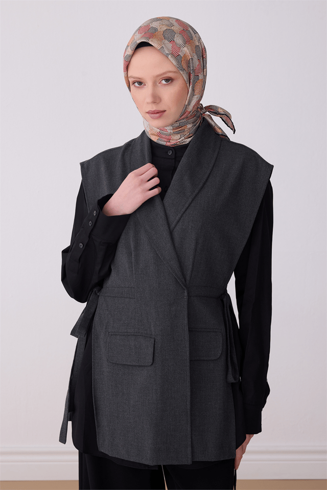 Mavi Obje Desen %100 Twill İpek Eşarp 4313 - 06
