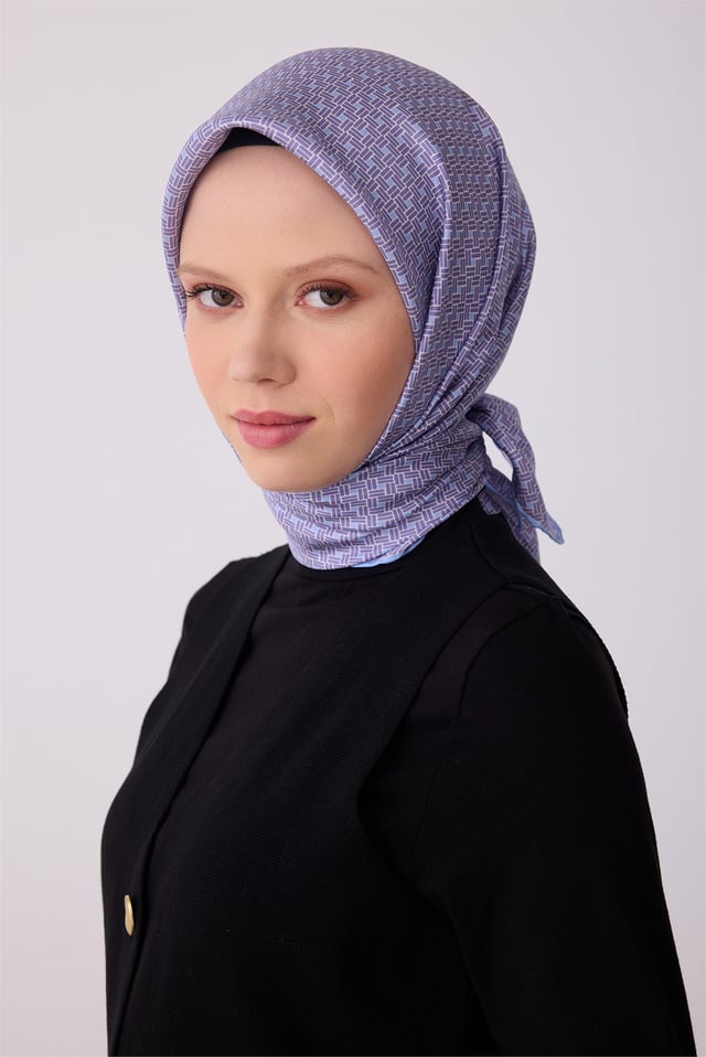 Mor Klasik Desen %100 Twill İpek Eşarp 4317 - 36