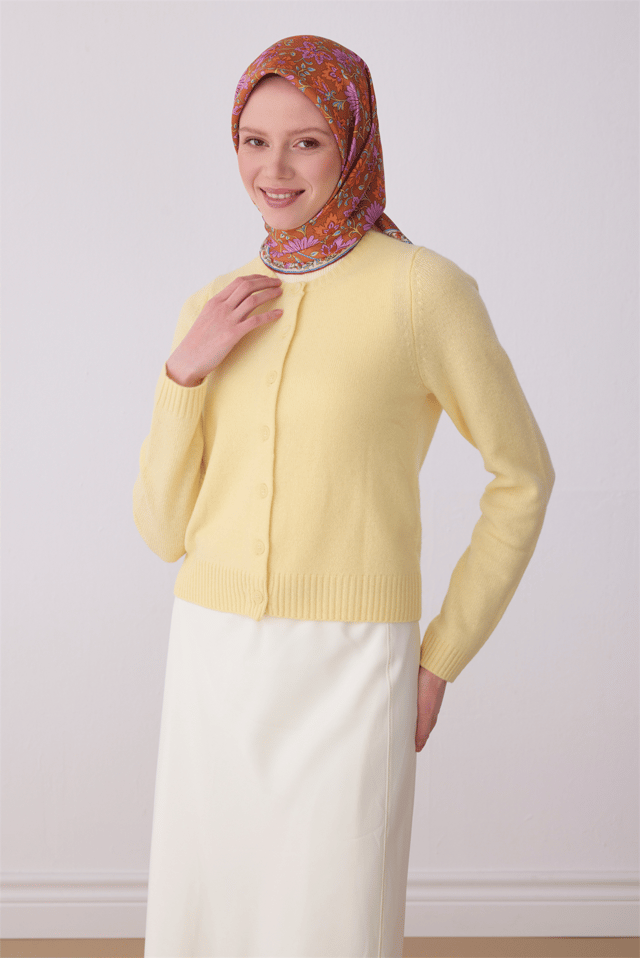 Oranj Etnik Desen %100 Twill İpek Eşarp 4314 - 31