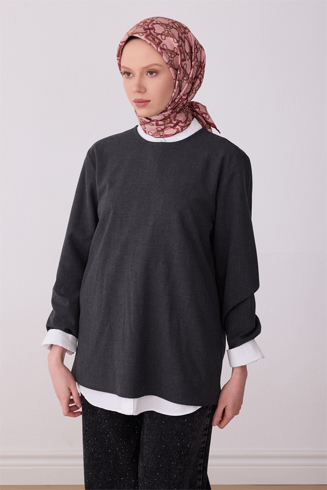 Pembe Klasik Desen %100 Twill İpek Eşarp 4328 - 02