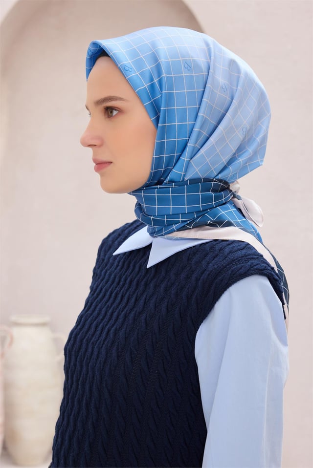 Belli Geometrik Desen Saks Sport Eşarp 2503 - 04