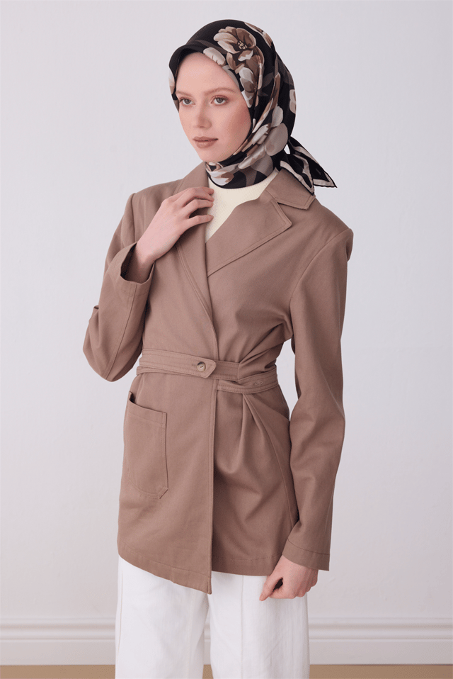 Siyah Çiçek Desen %100 Twill İpek Eşarp 4330 - 01