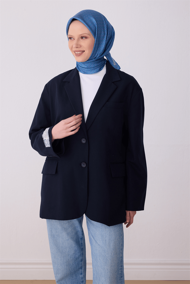 Siyah Klasik Desen %100 Twill İpek Eşarp 4317 - 50