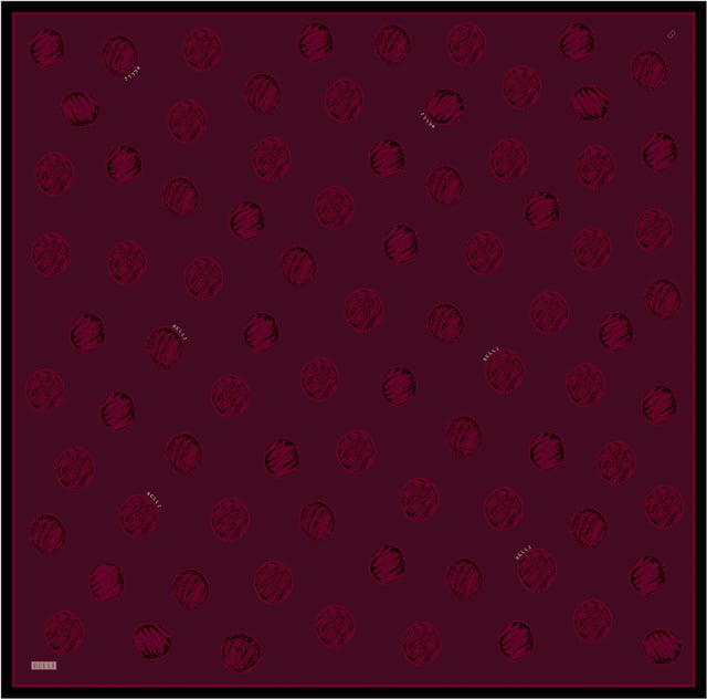 Bordo Geometrik Desen %100 Twill İpek Eşarp 4427-31