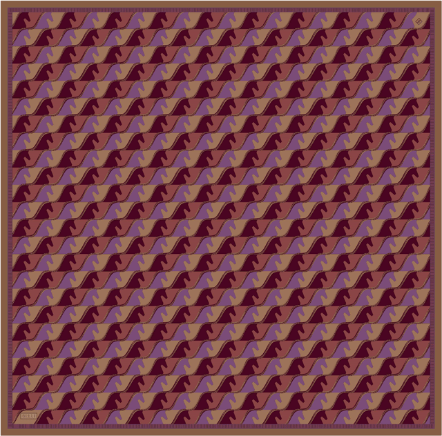 Bordo Geometrik Desen %100 Twill İpek Eşarp 4406-02