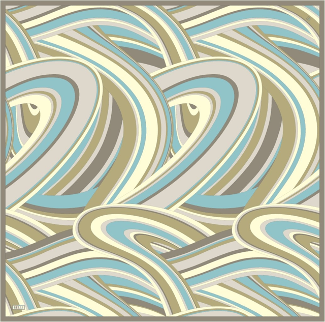 Çok Renkli Geometrik Desen %100 Twill İpek Eşarp 4311 - 34