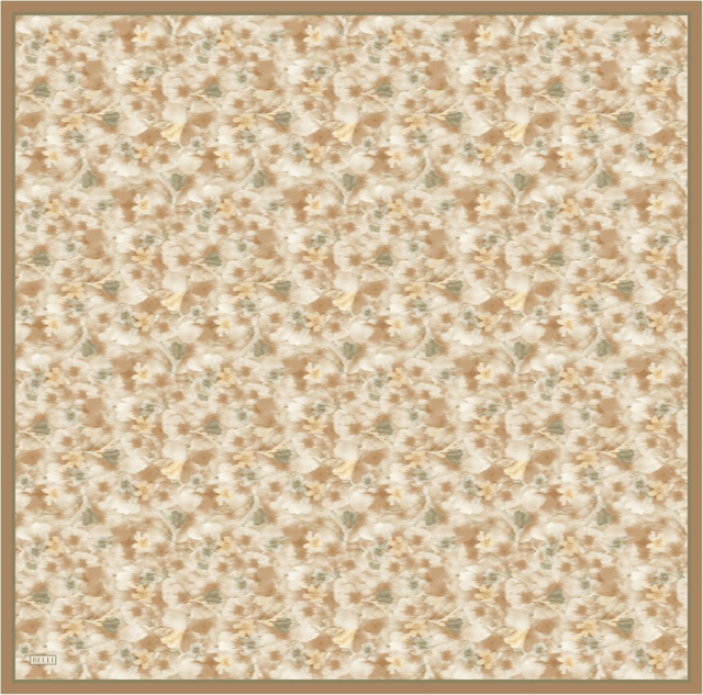 Camel Çiçek Desen %100 Twill İpek Eşarp 4319 - 06