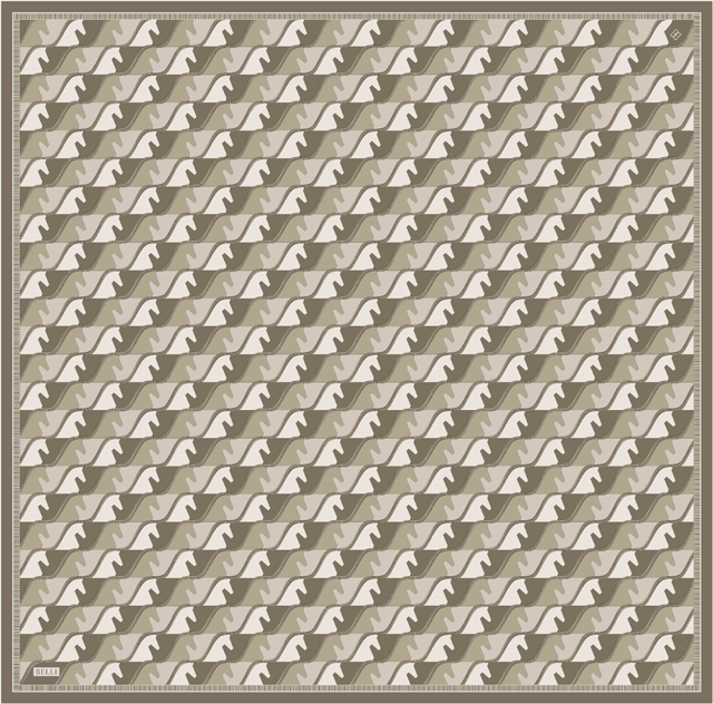Çok Renkli Geometrik Desen %100 Twill İpek Eşarp 4406-86