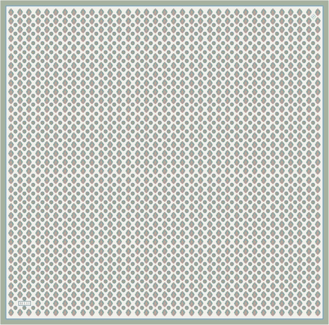 Ekru Etnik Desen %100 Twill İpek Eşarp 4308 - 87