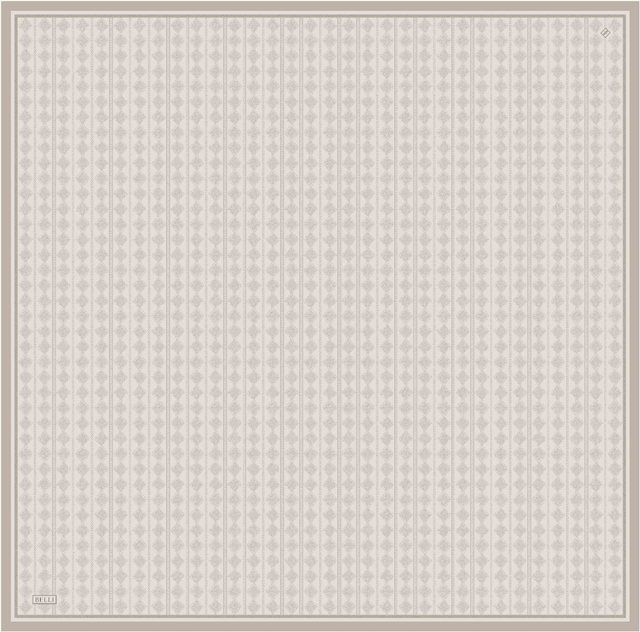 Ekru Geometrik Desen %100 Twill İpek Eşarp 4425-53