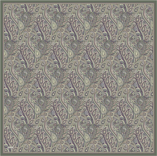 Füme Etnik Desen %100 Twill İpek Eşarp 4404-82