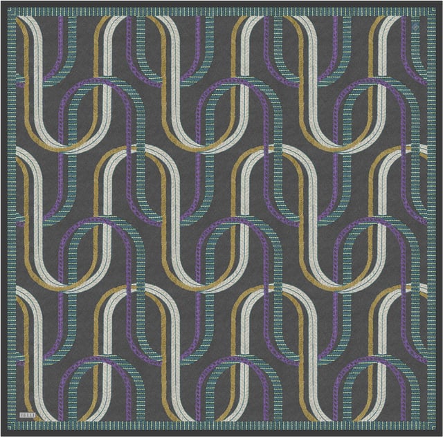 Füme Geometrik Desen %100 Twill İpek Eşarp 4424-80