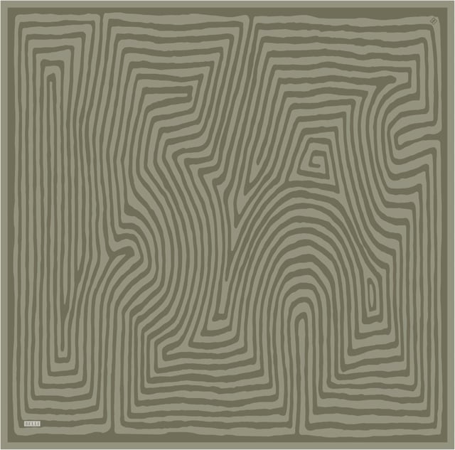 Haki Geometrik Desen %100 Twill İpek Eşarp 4325 - 85