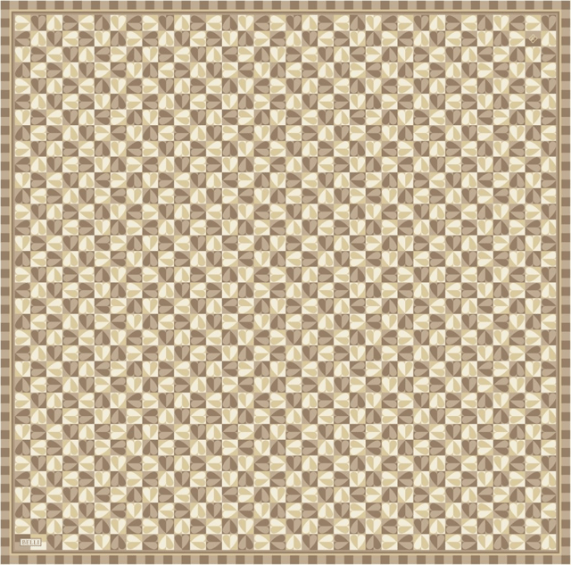 Çok Renkli Obje Desen %100 Twill İpek Eşarp 4322 - 81