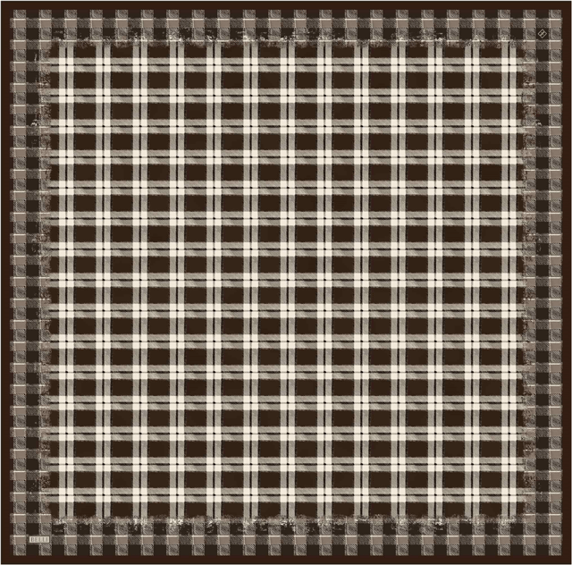 Kahverengi Geometrik Desen %100 Twill İpek Eşarp 4421-55