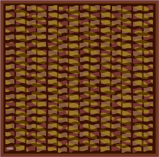 Kahverengi Geometrik Desen %100 Twill İpek Eşarp 4420-52
