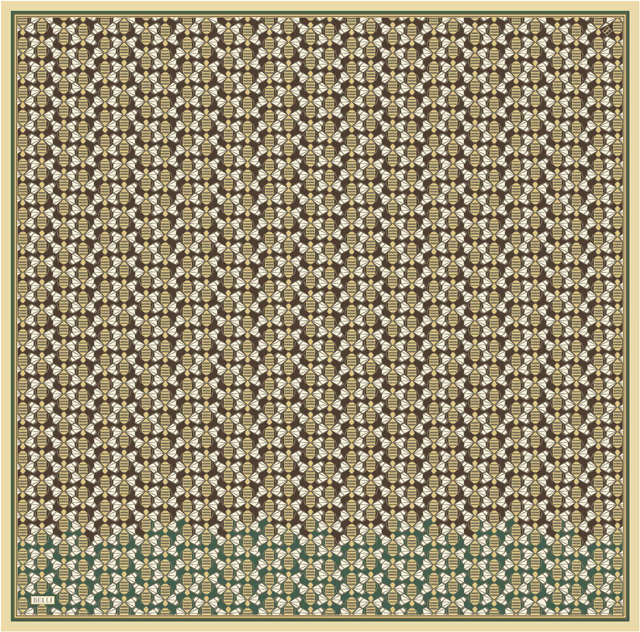 Kahverengi Geometrik Desen %100 Twill İpek Eşarp 4403-50