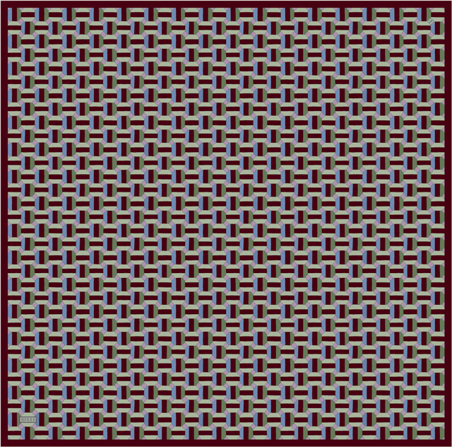Kahverengi Geometrik Desen %100 Twill İpek Eşarp 4407-57