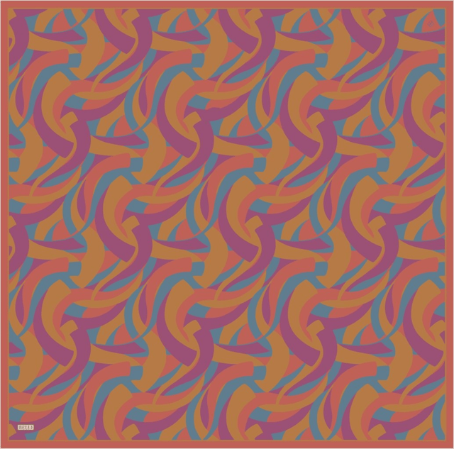 Çok Renkli Geometrik Desen %100 Twill İpek Eşarp 4327 - 83