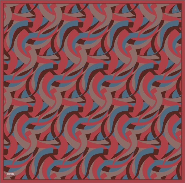 Çok Renkli Geometrik Desen %100 Twill İpek Eşarp 4327 - 85