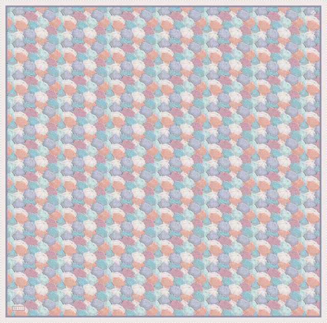 Çok Renkli Obje Desen %100 Twill İpek Eşarp 4313 - 34