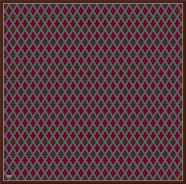 Kırmızı Geometrik Desen %100 Twill İpek Eşarp 4408-02