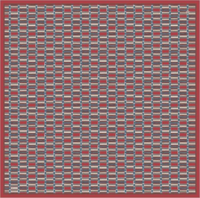Kırmızı Geometrik Desen %100 Twill İpek Eşarp 4302 - 83