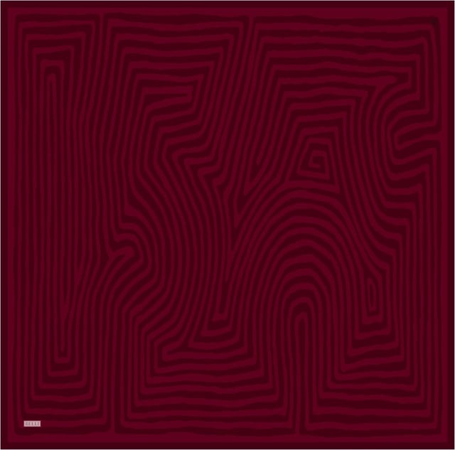 Kırmızı Geometrik Desen %100 Twill İpek Eşarp 4325 - 51