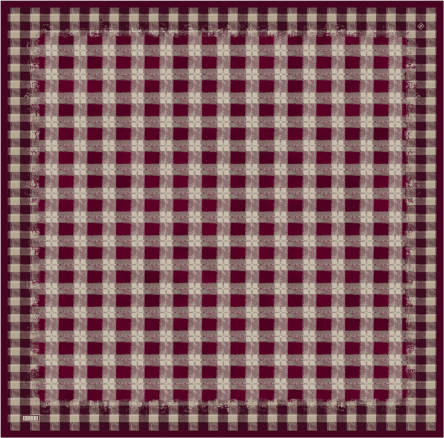 Kırmızı Geometrik Desen %100 Twill İpek Eşarp 4421-32