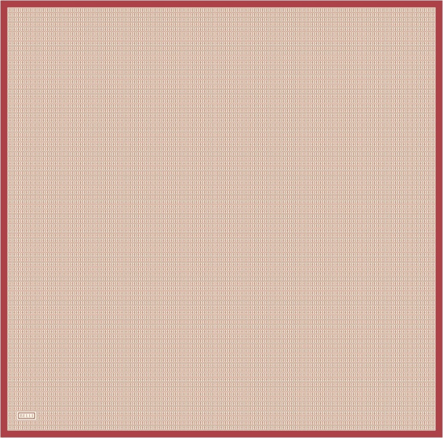 Kırmızı Monogram Desen %100 Twill İpek Eşarp 4321 - 83