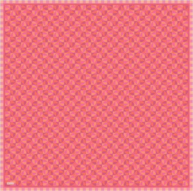 Kırmızı Obje Desen %100 Twill İpek Eşarp 4322 - 31