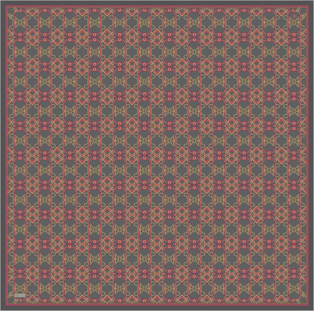 Çok Renkli Klasik Desen %100 Twill İpek Eşarp 4328 - 05
