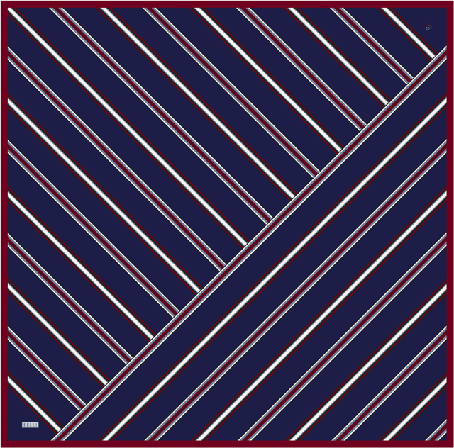 Lacivert Geometrik Desen %100 Twill İpek Eşarp 4405-53