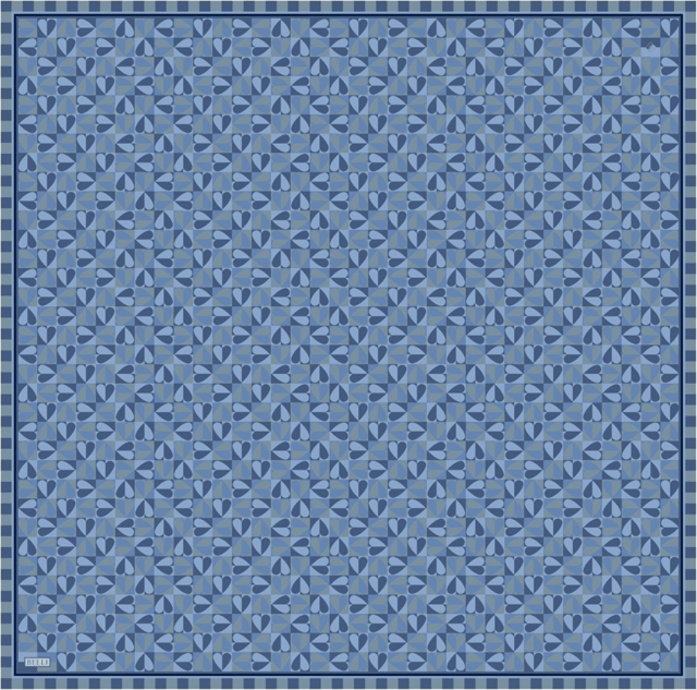 Çok Renkli Obje Desen %100 Twill İpek Eşarp 4322 - 56