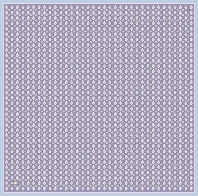 Mavi Etnik Desen %100 Twill İpek Eşarp 4308 - 35