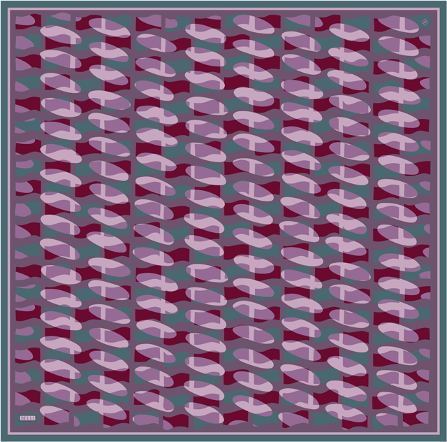 Lila Geometrik Desen %100 Twill İpek Eşarp 4420-84