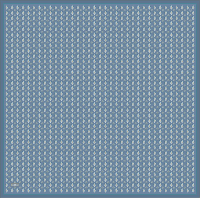 Mavi Etnik Desen %100 Twill İpek Eşarp 4308 - 82