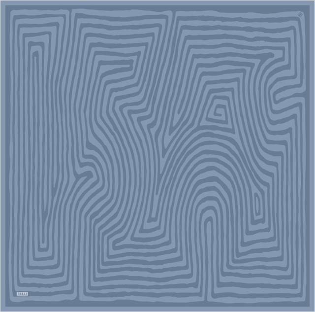 Mavi Geometrik Desen %100 Twill İpek Eşarp 4325 - 83