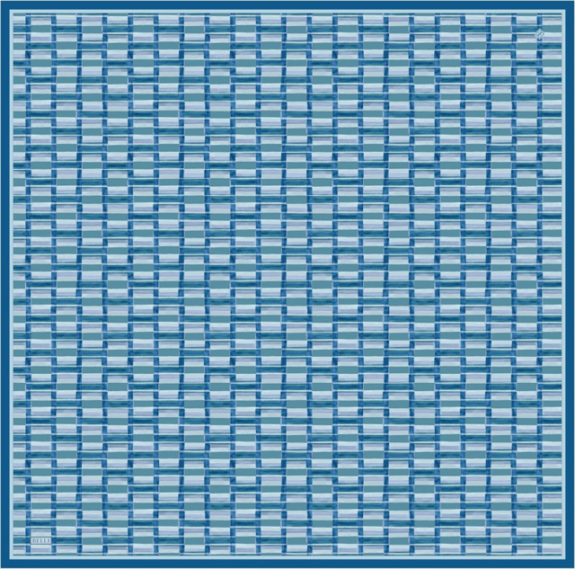 Mavi Geometrik Desen %100 Twill İpek Eşarp 4302 - 50