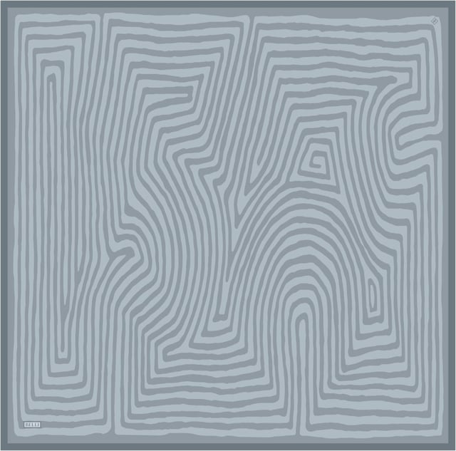 Gri Geometrik Desen %100 Twill İpek Eşarp 4325 - 02