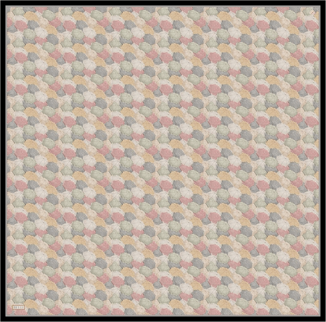 Mavi Obje Desen %100 Twill İpek Eşarp 4313 - 06