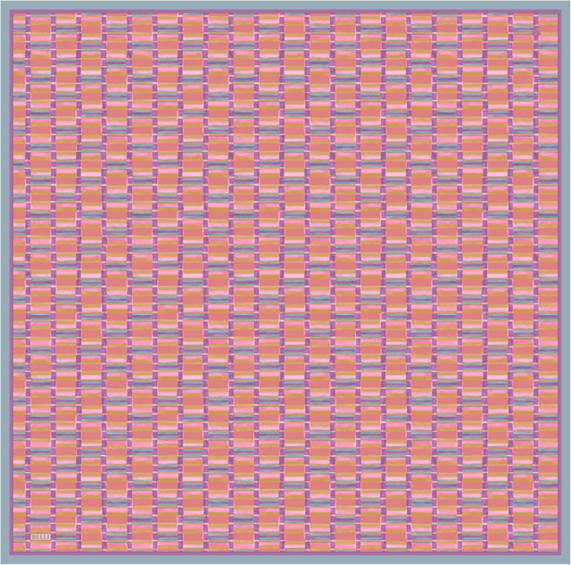 Çok Renkli Geometrik Desen %100 Twill İpek Eşarp 4302 - 80