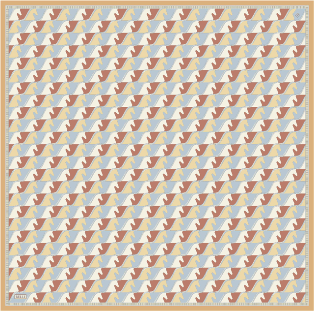 Mint Geometrik Desen %100 Twill İpek Eşarp 4406-85